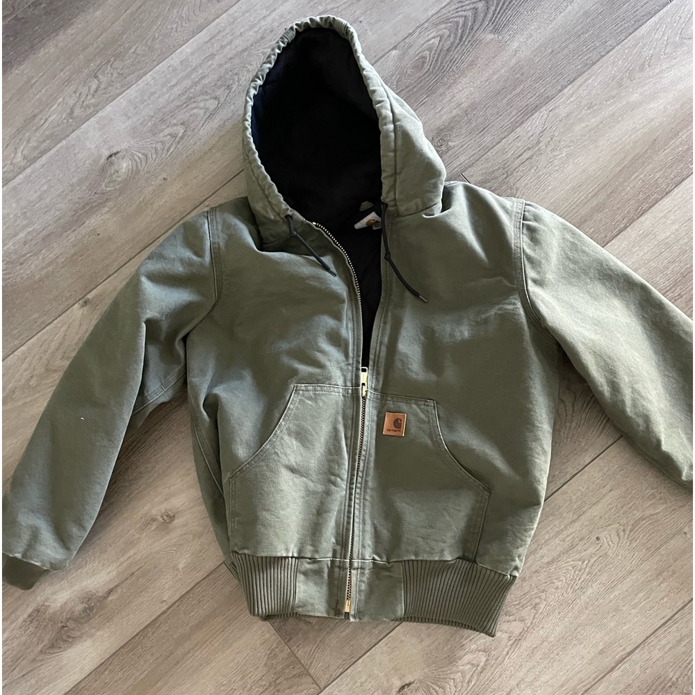 Mens Carhartt Active Canvas Insulated Hooded Jacket size SMALL worn 1-2 times